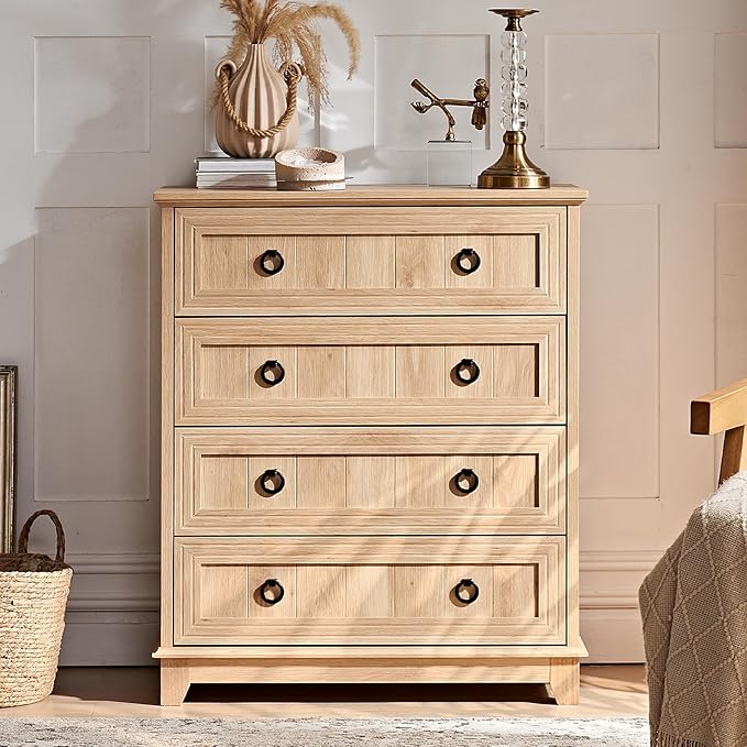 Farmhouse 4 Drawer Dresser for Bedroom, Rustic Wood Dresser - Image 6