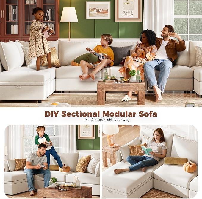 ABCASA Oversized Loveseat Sofa, Modern Modular Sectional Couch White Fluffy - Image 8