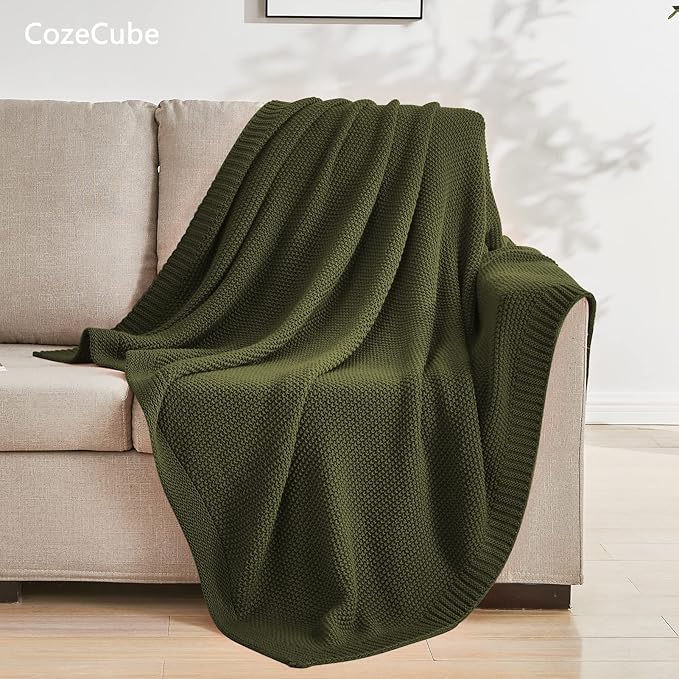 CozeCube Olive Green Throw Blanket - Image 4