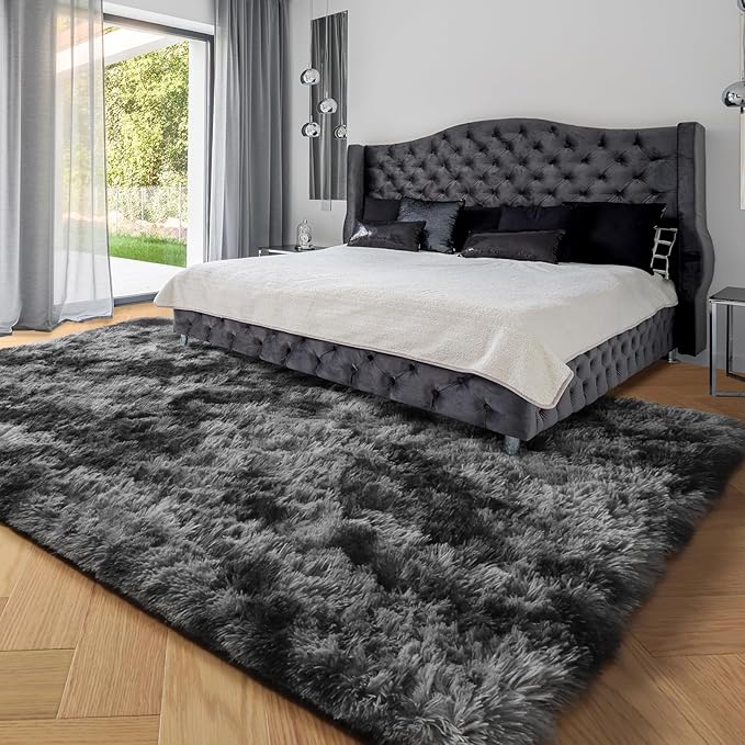 PAGISOFE Area Rugs 9x12 Living Room, Machine Washable Dark Grey Shag Rugs - Image 4