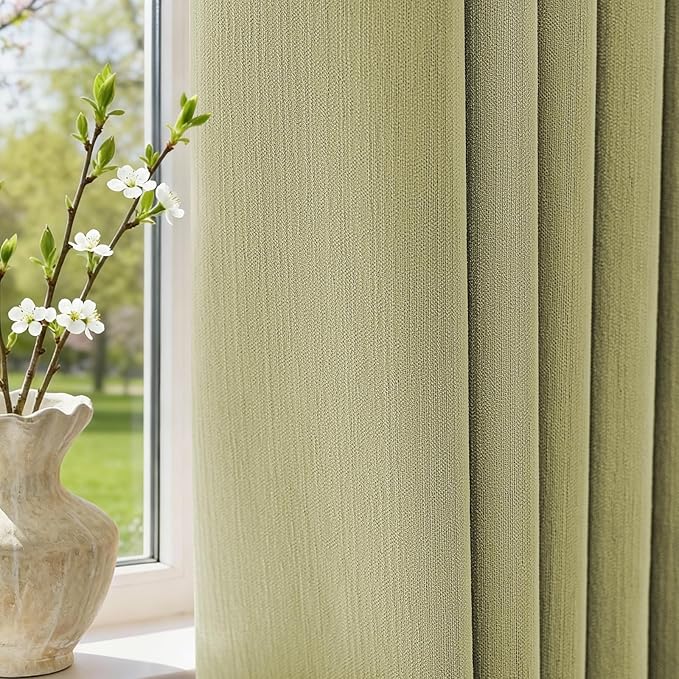 jinchan Chenille Blackout Curtains 108 Inches Long Sage Green Thermal Insulated by JINCHAN