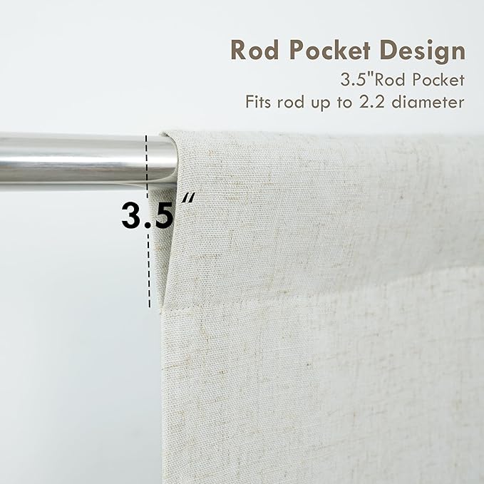 DriftAway Double Layer Linen Blackout Tie Up Curtains Thermal Insulated Fully - Image 4