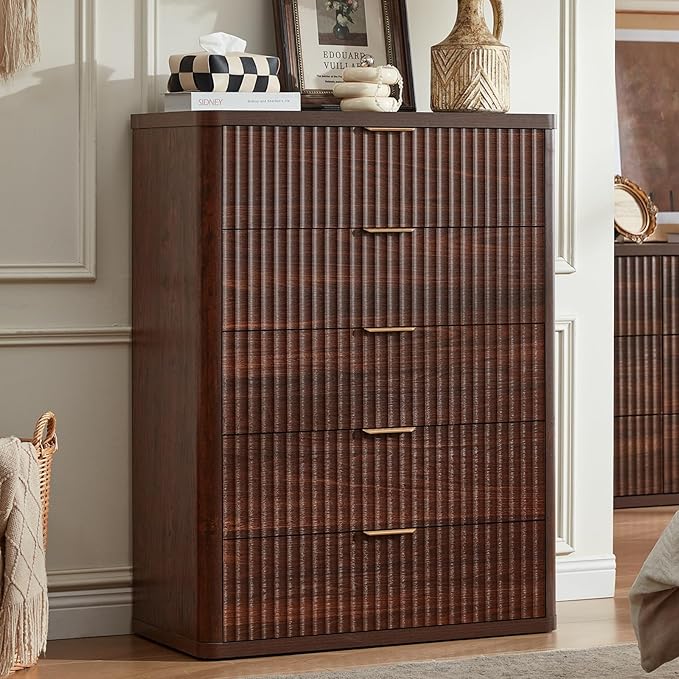 LEYAOYAO Fluted 5 Drawers Dresser by LEYAOYAO-Findtheshiningpointofyourideallife%EF%BC%81