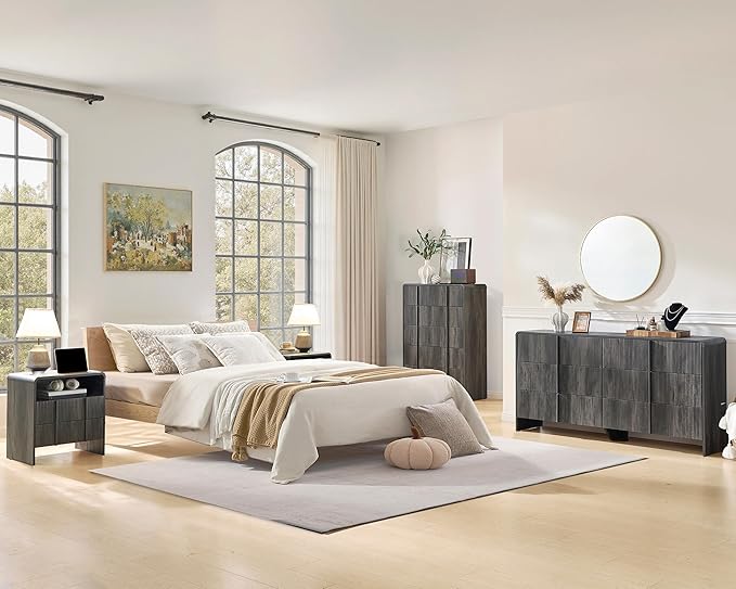 AMERLIFE Fluted 5 Drawer Dresser, Rounded Corners & Anti-Tip Design, Wood - Image 8