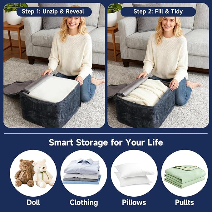 Tiita Stuffed Pouf Ottoman, Square Foot Stool Fluffy Floor Poufs Chair - Image 7