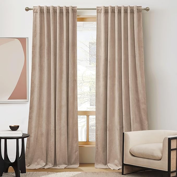 RYB Home Blush Velvet Curtains 90 inches by RYBHOME