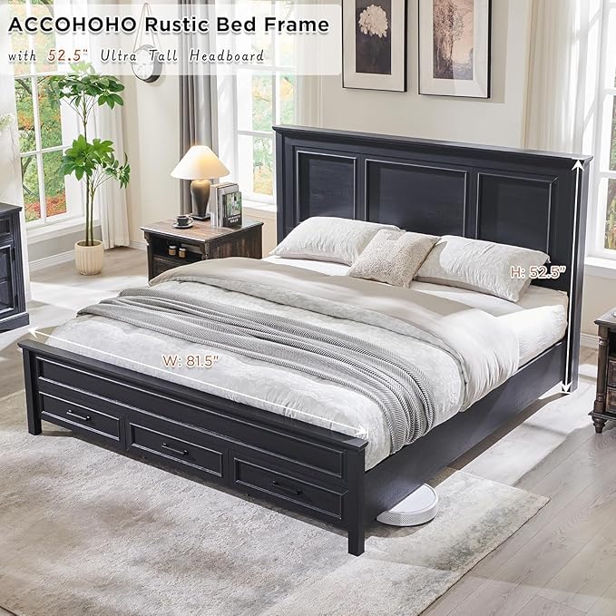 ACCOHOHO Farmhouse King Size Bed Frame - Image 3