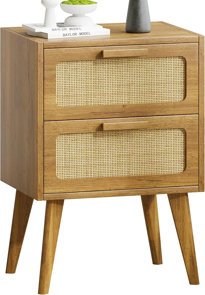 YAUKOMEL Rattan Nightstand, End Table, Side Table by YAUKOMEL