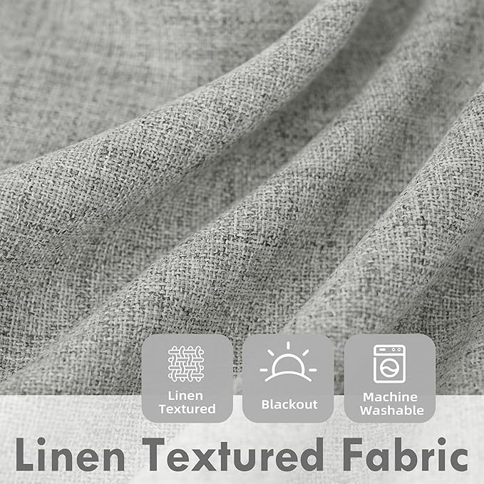 DriftAway Double Layer Linen Blackout Tie Up Curtains Thermal Insulated Fully - Image 3