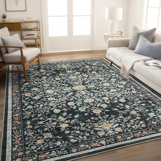 AMADA HOMEFURNISHING 5x7 Area Rugs, Washable Low-Profile Large Living Room Rug by AMADAHOMEFURNISHING