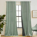 RYB HOME Mint Green Velvet Curtains 90 inches Long, Room Darkening, Floor-Length by RYBHOME