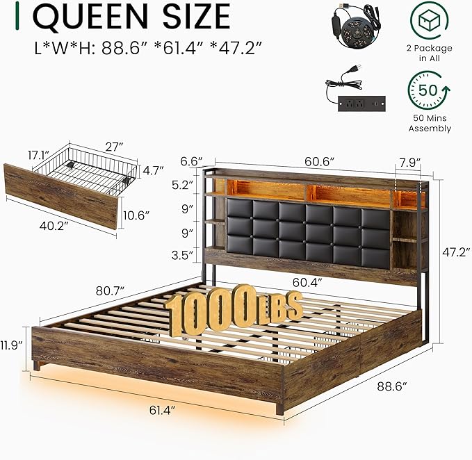 LARMACE Queen Size Bed Frame - Image 2