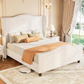 koorlian King Size Bed Frame Chenille Fully Upholstered Bed by Unknown