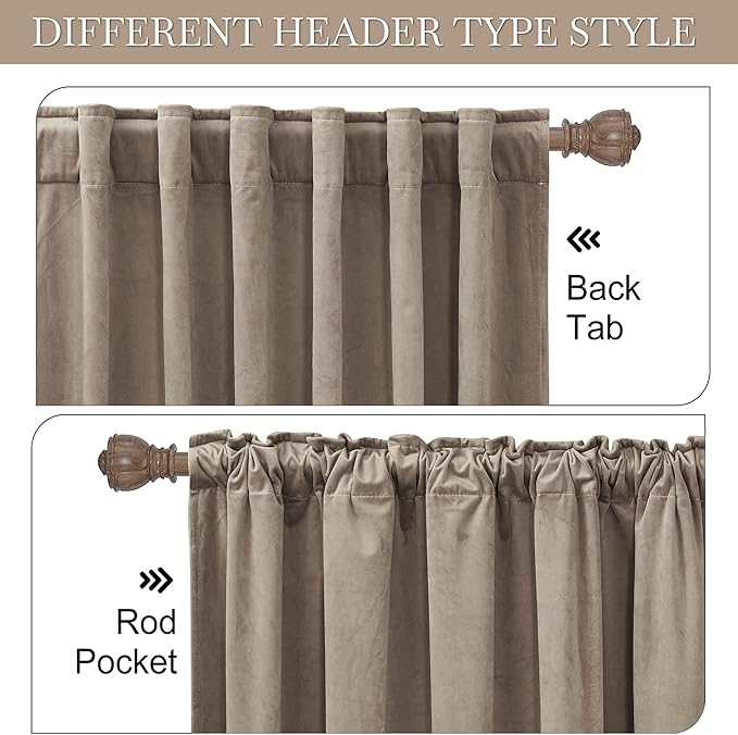 RYB Home Taupe Door Curtains Velvet - Image 3