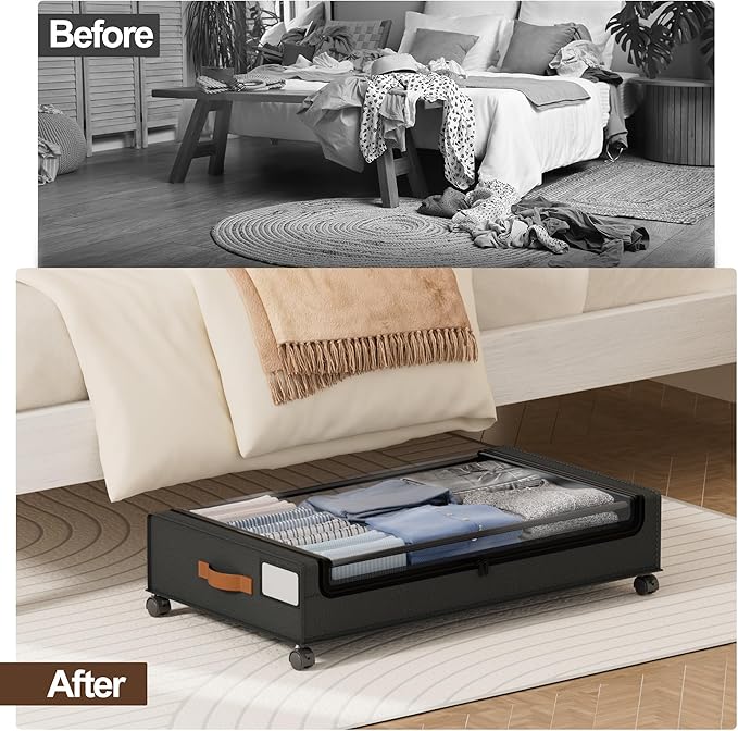 LAMU Under Bed Storage with Wheels, 2 Pack Under Bed Storage Containers with - Image 7