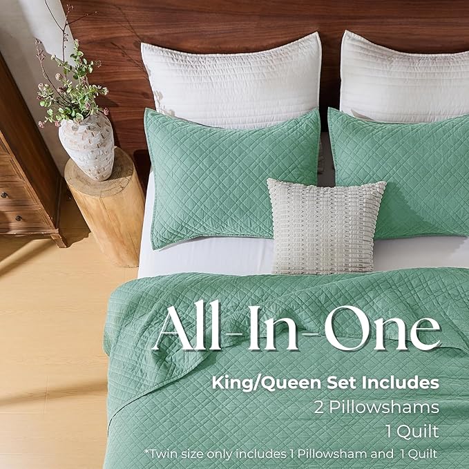 Queen Quilt Set with Shams Lightweight Quilted Bedspread Coverlet Thin - Image 8