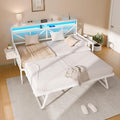 Daybed with Trundle, Heavy Duty Metal Twin Bed Frame with LED Lights & 2-Tier by furniture