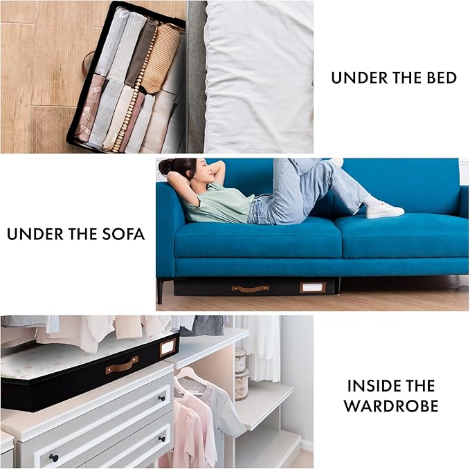 HOMELUX THEORY 2pc Low Profile Under Bed Storage Containers, Thin Under Couch - Image 7