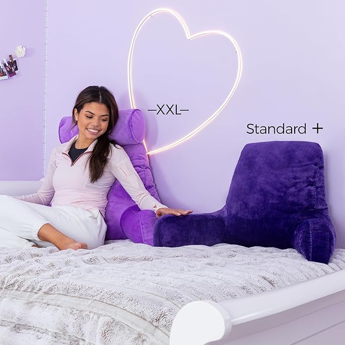Husband Pillow Purple, Original Reading Pillow in Bed Rest Chair, Shredded - Image 6