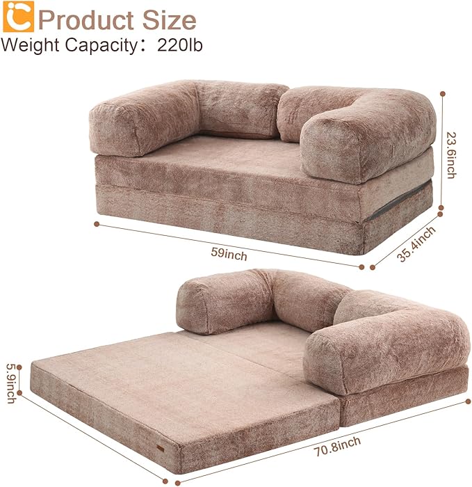 COMAX 4-in-1 Futon Sofa Bed, Queen Size Foldable Couch - Image 3
