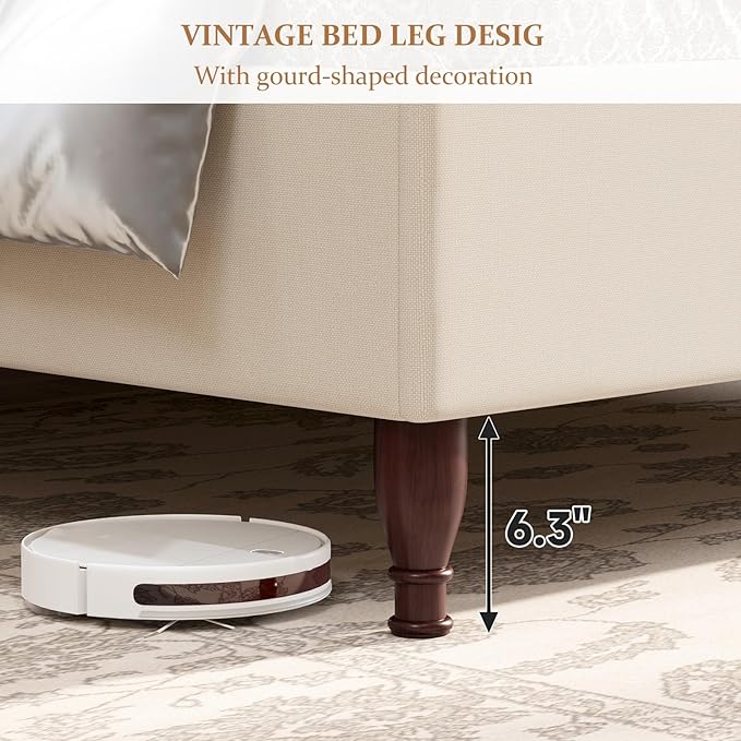 koorlian King Size Bed Frame Upholstered Platform Bed - Image 7