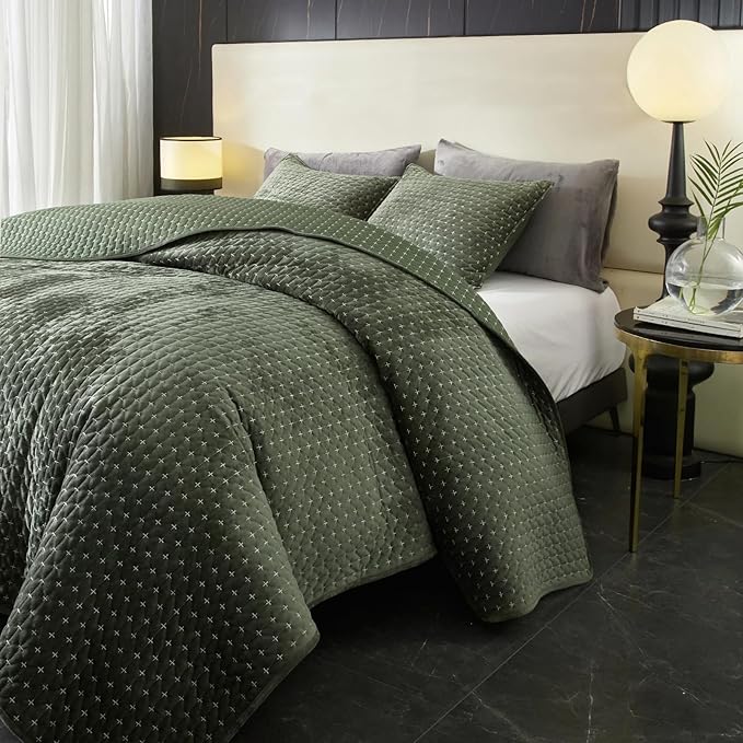 Velvet Quilt King Size, Oversized Bedspread Quilted Bedding Set, Luxurious Soft - Image 5