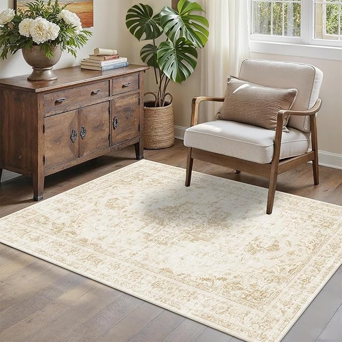 3x5 Vintage Washable Area Rugs Boho Medallion Large Distressed Retro Accent - Image 4