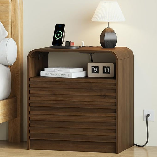 24” Wide Modern Fluted Nightstand by METOTI