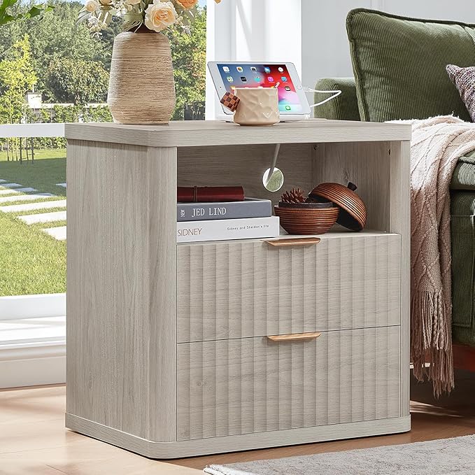 LEYAOYAO Fluted Nightstand by LEYAOYAO-Findtheshiningpointofyourideallife%EF%BC%81