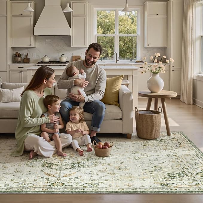 PADOOR 5X7 Area Rug, Rugs for Living Room, Soft Green Rugs for Bedroom - Image 6