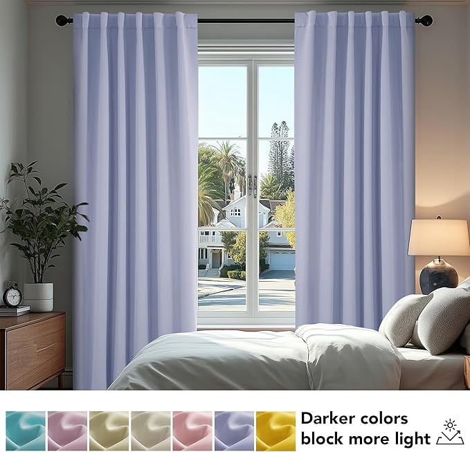 Deconovo Solid Back Tab and Rod Pocket Curtains Thermal Insulated Blackout - Image 4