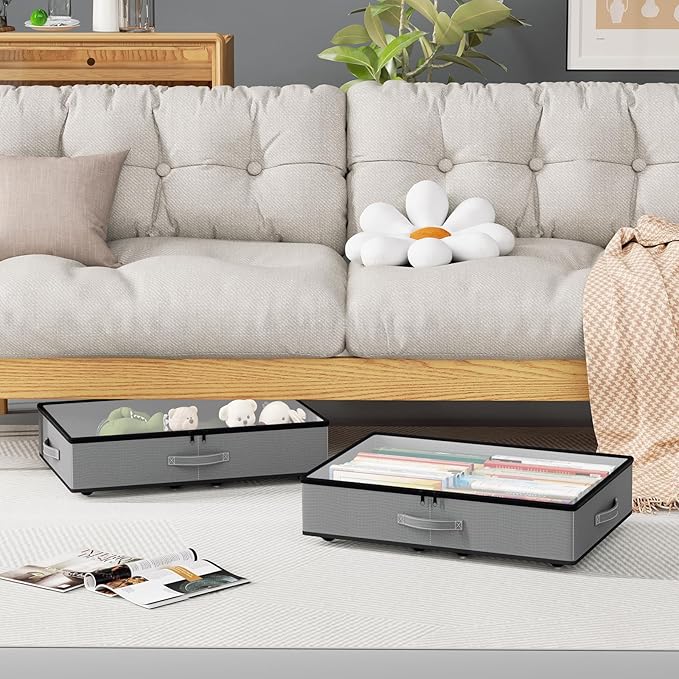 Under Bed Storage with Wheels, No Assemble Required 5.5 inches height grey - Image 6