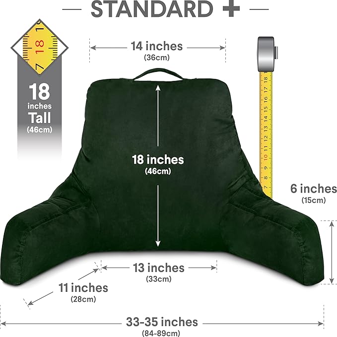 Husband Pillow Aspen Ramona Green, Reading Pillow Bed Rest Chair, Two-Sided - Image 2