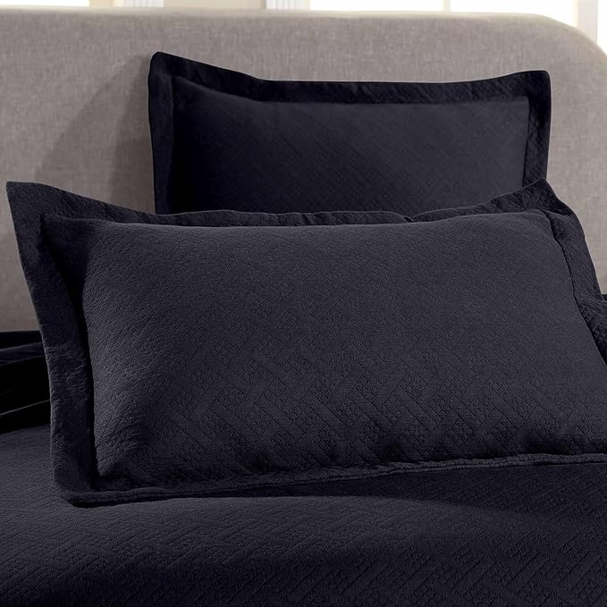 Superior 3 Piece Basketweave Cotton Bedspread Set, Home Bed Decor, Decorative - Image 4