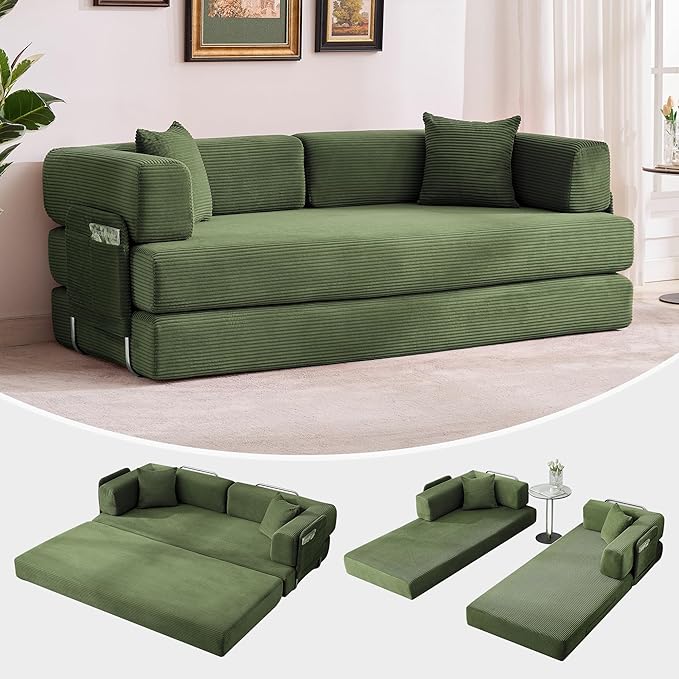 Garvee 5-in-1 Convertible Sofa Bed, 78.8" Modular Corduroy Sleeper - Image 3