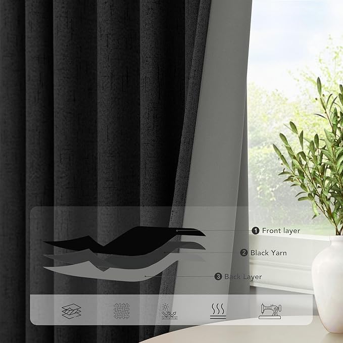 Black Out Curtains 45 Inch Long 2 Panels Burg - Image 4