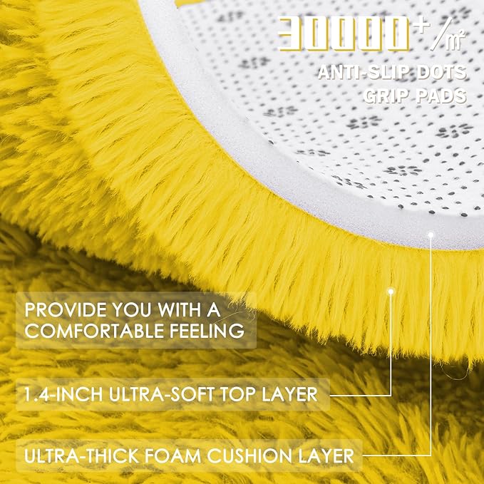 OLANLY Yellow Round Rugs for Bedroom - Image 6