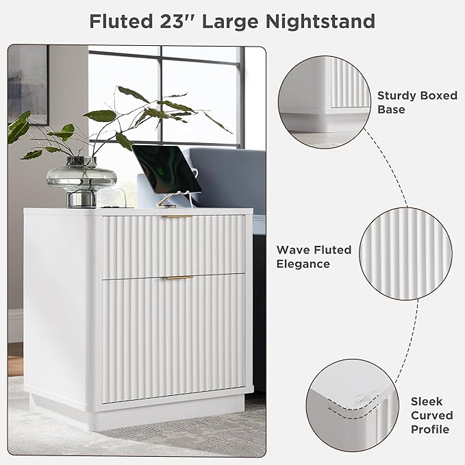 T4TREAM 23'' Fluted Nightstand Set of 2 - Image 6