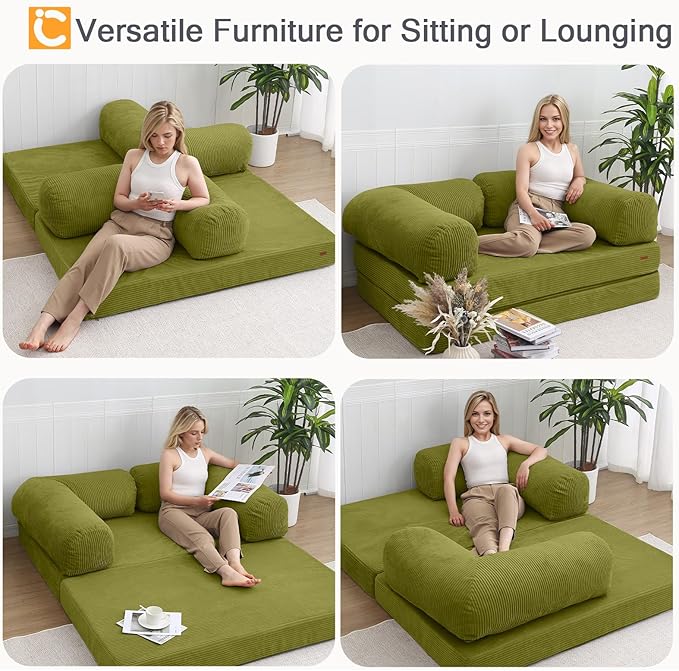 COMAX Folding Sofa Bed Queen, 4-in-1 Convertible Foldable Floor Couch Futon Sofa - Image 5