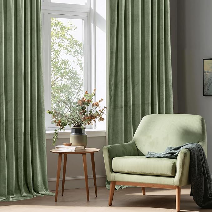 StangH Sage Green Velvet Curtains - Image 7