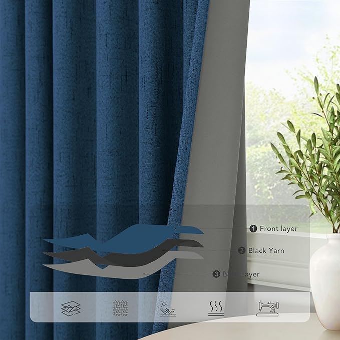 Pitalk Navy Blue Blackout Curtains - Image 5
