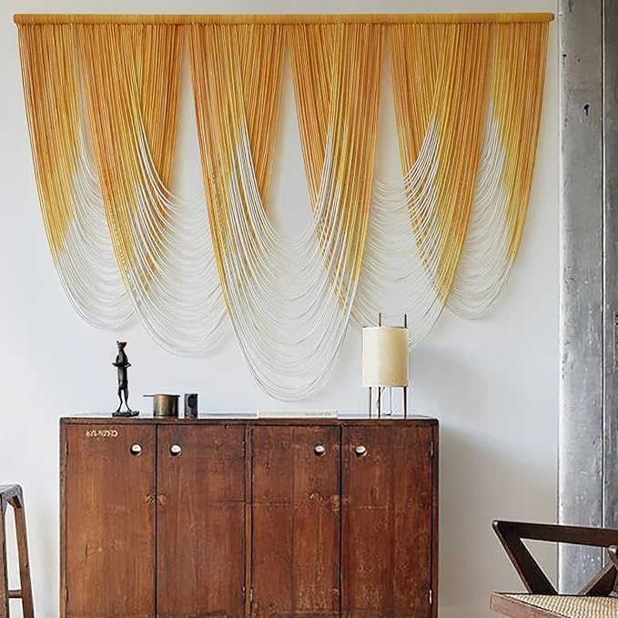IOWER Macrame Wall Hanging Large Yellow Yarn Tapestry Headboard Decor Handmade - Image 4