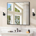 Black Bathroom Mirror for Wall, 30x30 Inch Rectangle Mirrors by Welcometocofeny