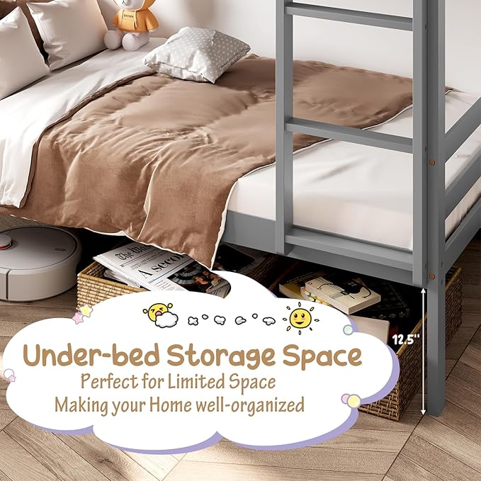 KOMFOTT Wood Bunk Bed Twin Over Twin, Bunk Bed - Image 6