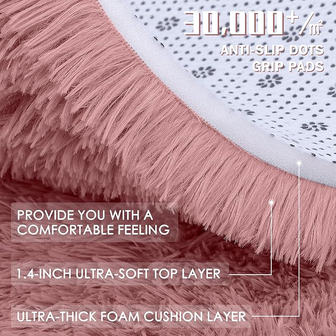 OLANLY Pale Pink Round Rugs for Bedroom - Image 6