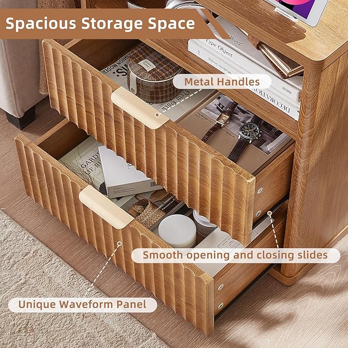 LEYAOYAO Fluted Farmhouse Nightstand Set of 2 - Image 8