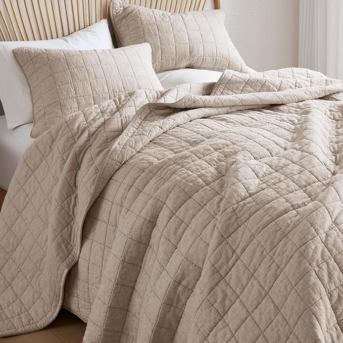 Hyde Lane Luxury Linen Quilt Set Queen Size, Organic European Flax Cotton Blend by HydeLane