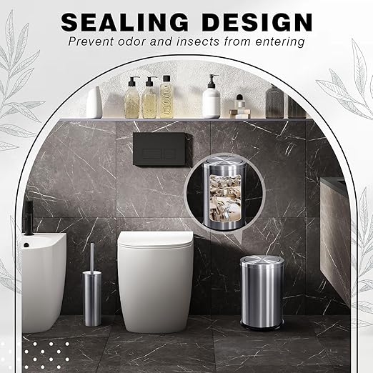 Maxdot 2 Pcs Silver Bathroom Trash Can - Image 4