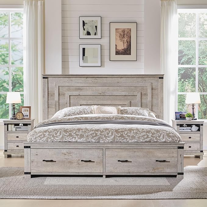T4TREAM Farmhouse Queen Size Bed Frame - Image 4