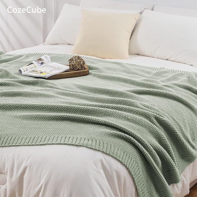 CozeCube Sage Green Throw Blanket - Image 2
